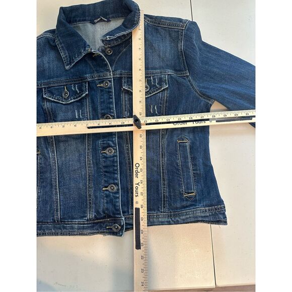Miss bonbon Girl Dark Blue Graphic Print Denim Jacket Size XL - Picture 9 of 11
